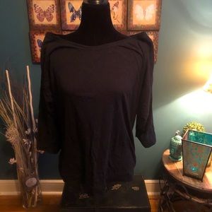 Black boat neck 3/4 sleeve Tee